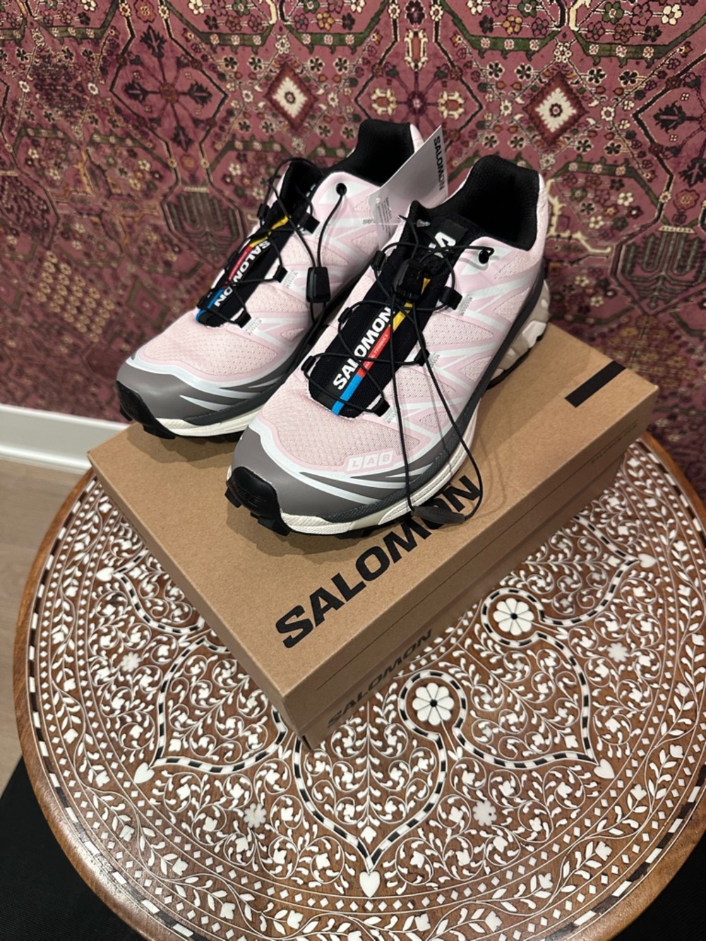 NEW! Salomon XT-6 - Cloudburst / Icy Pink / Tapioca - US 6M/7W Sneaker - Picture 2 of 11